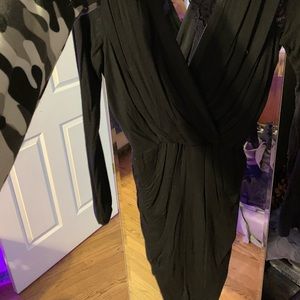 Black mini dress with open lace back